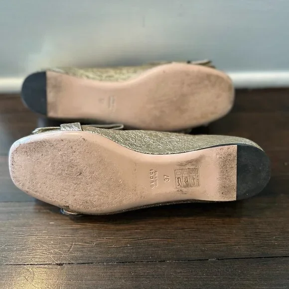 GUCCI Marmont Crackle Leather Gold Tassel GG Loafer 37 (sz. 7) - Picture 14 of 16